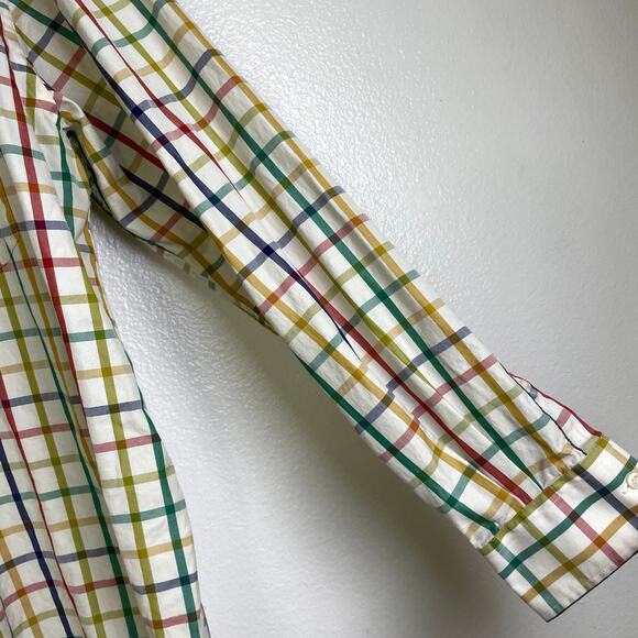 Paul & Shark Yachting Shirt Mens 2XL White Multi Long Sleeve Button Cotton Grid - Picture 4 of 11
